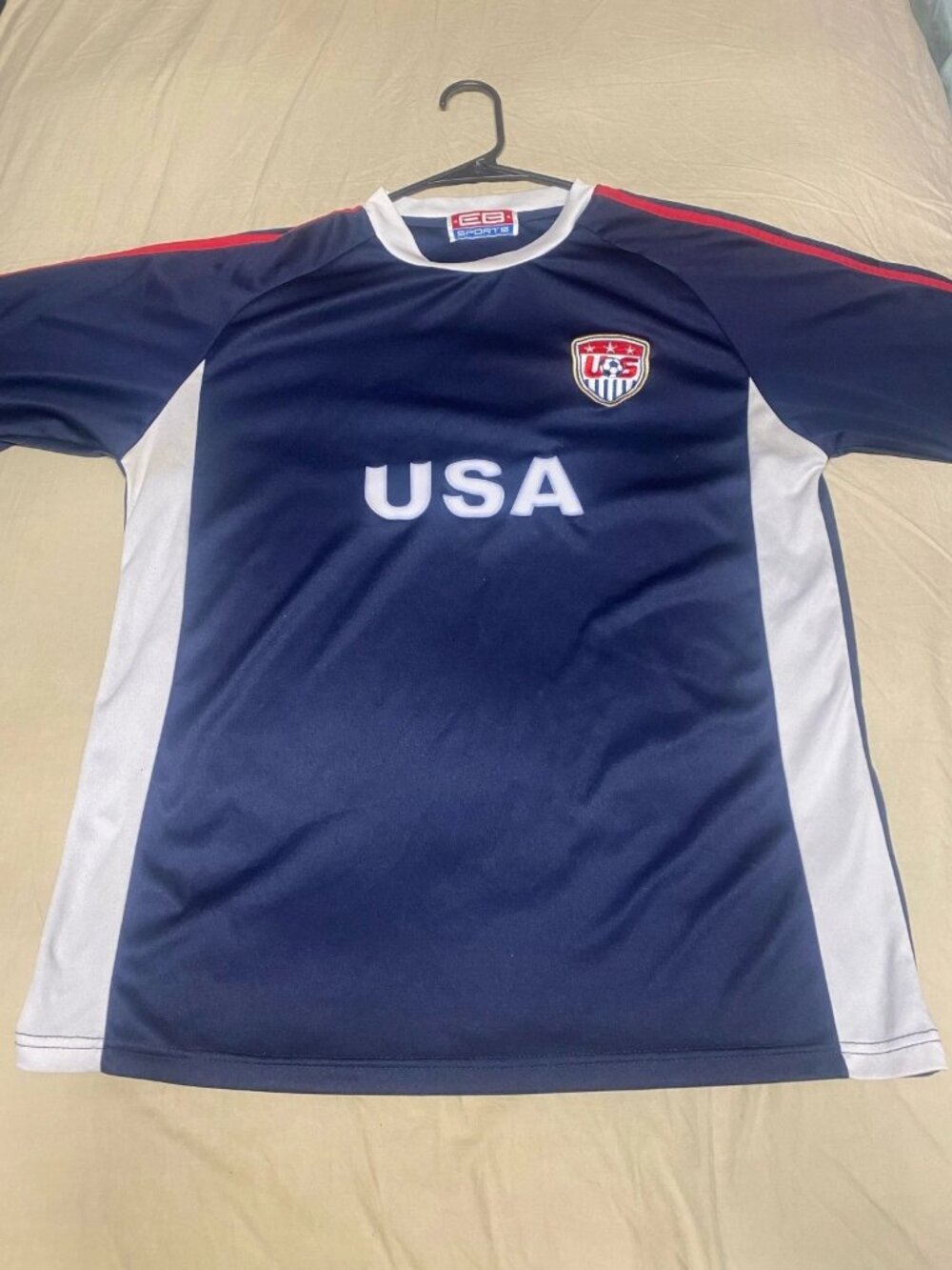 Usa EB Sports U.S. Soccer Team Mens's T Shirt Blue Tee Jersey Sz Medium